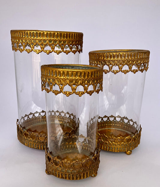 CANDELABRO VASO trío DORADO