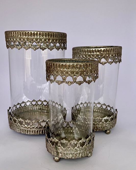 CANDELABRO VASOS trío PLATEADO