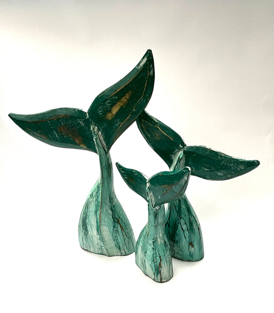 TRÍO DE COLAS DE BALLENAS , COLOR TURQUESA