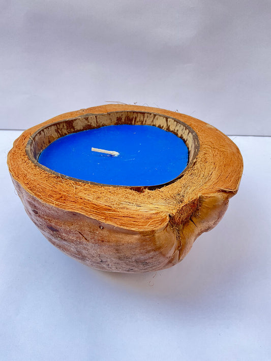 VELA DE BASE DE COCO NATURAL, AZUL