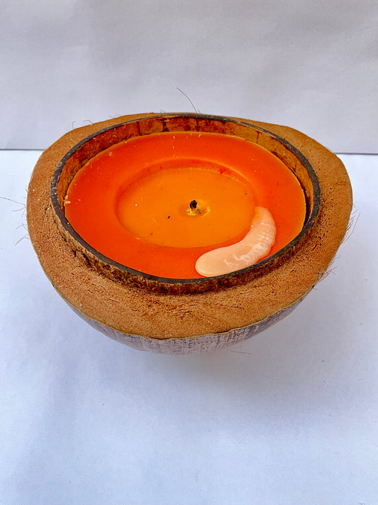 VELA DE COCO NATURAL DE COLOR NARANJO