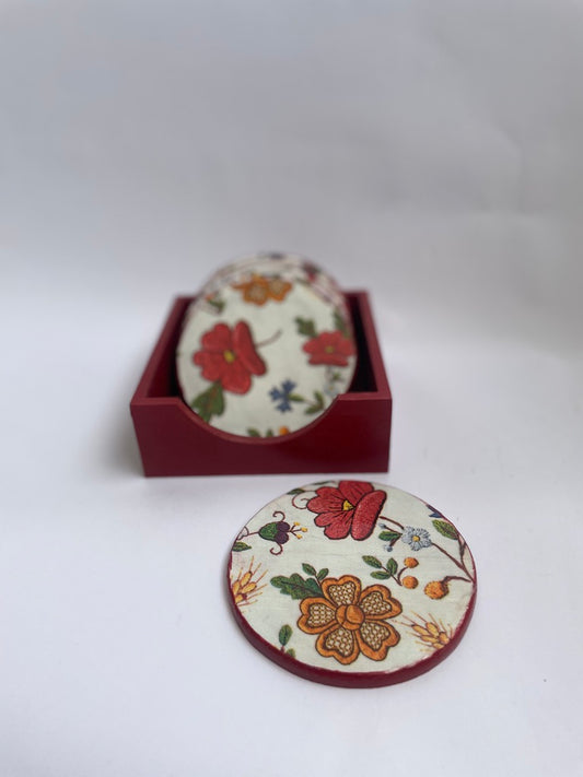 POSAVASOS DECOUPAGE FLORES ROJAS