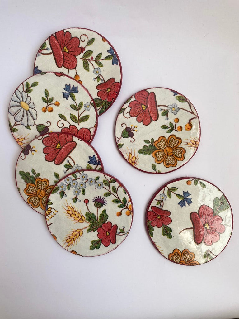 POSAVASOS DECOUPAGE FLORES ROJAS