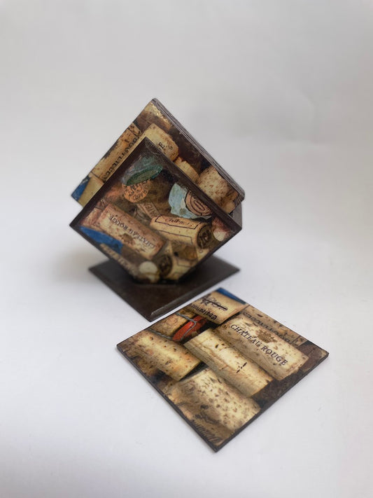 POSAVASOS DECOUPAGE CORCHOS