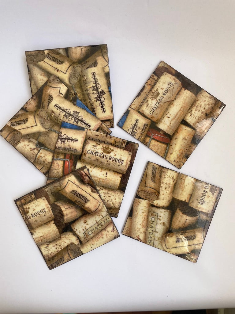 POSAVASOS DECOUPAGE CORCHOS