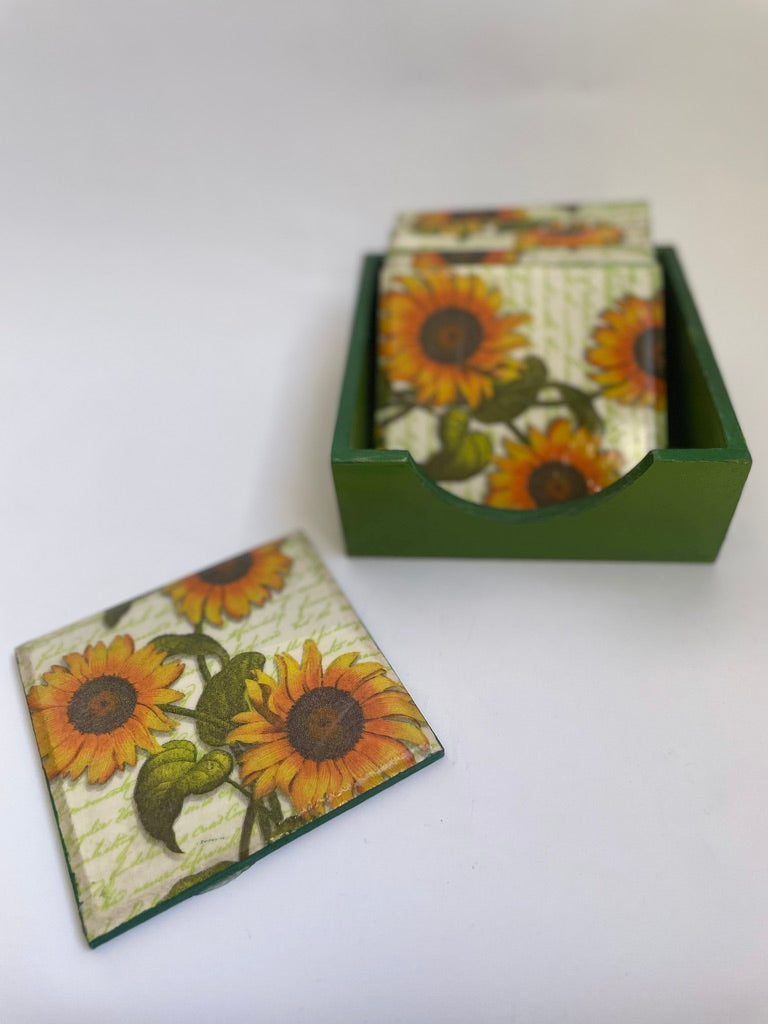 POSAVASO DECOUPAGE GIRASOLES