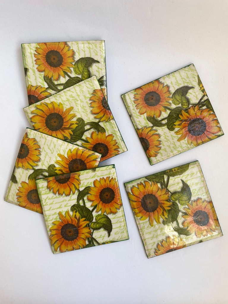 POSAVASO DECOUPAGE GIRASOLES